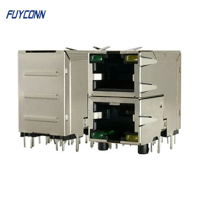 Ağ için 2x1 2 Portlu LED Işık 16 Pin RJ45 Dişi Konnektör