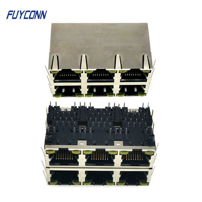 2x3 6 Port Dişi RJ45 Konektör PCB 48 Pin Modüler Jak Konektörü