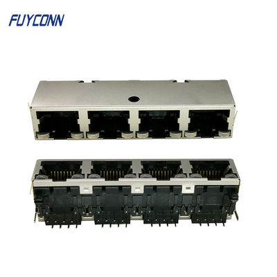 1x4 Bağlantı Noktaları 4 * 8P 32 Pin Dişi Soket PCB RJ45 Modüler Jak Bağlantısı