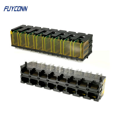 Dik Açı Terminalli PCB 2x8 Bağlantı Noktaları 16 * 10P 160 Pin RJ45 Konnektör